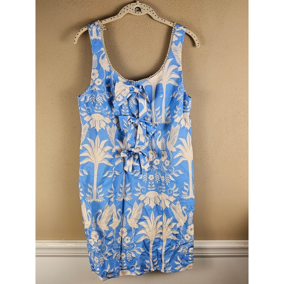 Mestiza New York Dresses & Skirts - Mestiza New York Womens Blue Floral Crane Print Shift Dress Small - Loose Trim